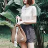 حقائب مدرسية Weysfor Summer Straw Bag Women Women Backpack Fashion Rucksack Weaved for Girls Mochila Travel Beach Lost