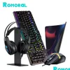 Keyboard Mouse Combos Usb Gaming And Set Mechanical Breathable Light 3D Surround Headset 5In1 Gamer For Drop Delivery Computers Networ Otxio