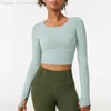 Traceless uit één stuk gevormde cup Yoga Topoutfits met beha naakt Sport T-shirt Hardlopen Fitness Hollow Out Back Gymkleding Dames met lange mouwenEHXA