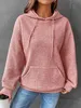 Womens Solid Color Sweatshirt AutumnWinter Hooded Waffle Round Neck Long Sleeve 240115