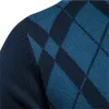 AIOPESON Argyle Suéteres Masculinos de Algodão Mock Neck Zíper Patchwork Pulôver Inverno de Alta Qualidade Moda Quente para 240115