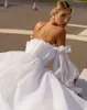 Novo vestido de casamento moderno da noiva 2024 sem alças plissados mangas destacáveis organza a linha vestidos de noiva boho vestidos noiva robe de mariage