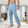 Męskie bawełniane lniane spodnie męskie letnie jesienne oddychanie stałe kolory lniane spodnie fitness dresspants streetwear s-4xl 240115