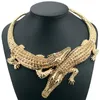 Halsketten Punk Gold Krokodil Halsband Halskette Frauen Strass Große Anhänger Halsketten für Frauen Neue Mode Schmuck Geschenke Großhandel