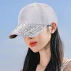 Visors Women Baseball Cap With Sparkling Rhinestones Wide Brim UV-Proof Sun Protection Shiny Stylish Hat Outdoor