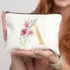 Sacs à cosmétiques trousse de maquillage de demoiselle d'honneur motif de toilette rouge à lèvres pochette initiales florales cadeau de fête d'enterrement de vie de jeune fille mariée