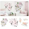 Wall Stickers Bedroom Living Room Decoration Watercolor Pink Flower Wallpaper Sticker Mural Home Plaster Clusters