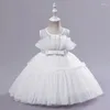 Vestidos de niña 2024, vestido de princesa elegante para bebé, boda, fiesta de cumpleaños, lazo de tul, vestido de baile de Navidad con lazo