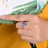 Klaster Pierścienie Prawdziwy 925 Srebrny lotos otwarty dla kobiet emaliujący pierścień palców kwiatowych
