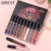 12PCS Skull Lip Gloss Zestaw Matowy Czerwony Tint do usta Makijaż Długo trwałe lustro lustra Wodoodporna Lipstick Zestaw Cosmetic 240113