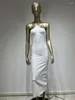 Sukienki swobodne 2024 Modna seksowna kobiety długa sukienka bandaża biała diament