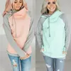 Automne et hiver vêtements pour femmes tendances de la mode couture à capuche fermeture éclair épaule sort couleur pull à manches longues 240115