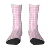 Chaussettes pour hommes, motif treillis rose, carreaux, unisexe, printemps, été, automne, hiver, cyclisme, Style Happy Street, chaussettes folles