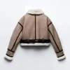 Winter Women Y2K Lambwool Faux Fur Coat Patchwork Short Jacket Woman Bomber Long Sleeve up up Fleece اقتصاص 240115