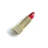 Necklaces 5pcs Cubic Zirconia Pave Red Lipstick Pendant Charms for Women Necklace Bracelets Jewelry Making Accessories