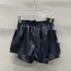 PU-leer damesshorts broek letters elastische taille mini-shorts cool sexy dame meisje korte broek