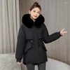 Women's Trench Coats 2024 Winter Jackets Women Parka Fashion Coat Wool Liner Hooded Parkas Fur Collar Thick Warm Snow Wear Cotton Padded