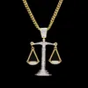 Iced Out Zircon Balance Libra Scale Pendant Silver Gold Copper Material Mens Hip hop Necklace Chain2889