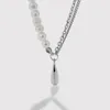 Hängen Asymmetri Pearl Necklace Authentic 925 Sterling Silver Barock Freshwater Multilayer Chain Waterdrop C-M21062901