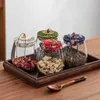 Ensembles d'organisation de stockage des aliments 350ML tissu couvercle en bois verre thé Caddy haute qualité cuisine hermétique bidon café riz bonbons pot variété Stylesvaiduryd