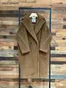 Maxmaras Coat Teddy Bear Womens Cashmere Casats Wool Inverno 2024 Novo Estreno Estilo Caramelo Partícula de Camel