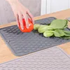 Table Mats Grey Silicone Drying Mat Kitchen Counter Placemat Non-Slip Heat Resistant Dish Rectangle Thickness Sink Pad Cup