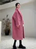 Maxmaras Coat Teddy Bear Dames Cashmere Coats Wol Winter 2024 Raspberry Pink Fur Deeltje Kamel Fleece Medium Len