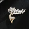 Brooches Vintage Crystal Deer Animal Brooch Pin For Women Men Year Beauty Party Office Pins Christmas Gifts