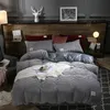 Housse de couette en velours épais de couleur unie, ensemble de literie chaud pour l'hiver, Double couette, Double, Queen, King, 220240 240115