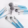 Mydestiny-conjunto de pincéis de maquiagem azul íris, 13 peças, fibra super macia, alta qualidade, base para olhos, sombra, pó, pincel 240115