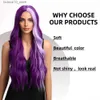 Synthetic Wigs oneNonly Long Purple Wig Synthetic Wigs for Women Wave Cosplay Party Halloween Wig High Quality Hair Q240115