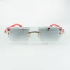 Style Best-selling Direct sales high-quality cutting lens sunglasses 3524021 red wood temples glasses size 58-18-135 mm