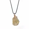Pendant Necklaces Handmade Irregular Natural Stone Wire Wrapped Women Men Summer Jewelry Free Leather Chains