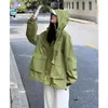여자 재킷 후주 바람막이 자켓 여성 빈티지 야외 대형 기술웨어 캐주얼 스트리트웨어 한국 패션 후드 아웃웨어