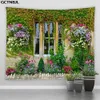 Krajobraz Tabelan Rośliny Kwiaty Sceneria salon sypialnia gobeliny Hippie ogrodowe tło ściany obrusy dekoracje 240115