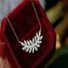 Choucong Luxury Jewelry Leaf Pendant 925 Sterling Silver Pave White Sapphire Cz Diamond GemStones 18K Gold Fill Party Women Clavic197V