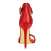 Ankle Sandals 43 Plus Size Strap High Heel Women Sexy Summer Heeled Silk Open Toe Party Wedding Red Shoes Ladies 42182 ed