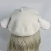 Beralar Düz Renk Bere Lolita Ressam Şapkası Beanie Lamb Kulakları Sekizgen Vahşi Soğuk Açık Aktiviteler Sabah Egzersiz Damlası Gemisi