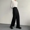 Pantalon de costume noir pour hommes, mode sociale, pantalon habillé coréen, ample, surdimensionné, jambes larges, pantalon formel pour hommes, M-2XL 240113
