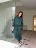 Dames tweedelige broek Designerlk Mode Sexy bedrukt met lange mouwen Set Rood Groen Dubbelzijdig capuchonjack Dubbelzijdig joggingbroek Pak Dameskleding Luxe 8W