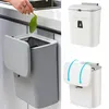 Waste Bins Hanging Trash Can with Lid Large Capacity Kitchen Recycling Garbage Basket Cabinet Door Bathroom Wall Mounted Bin Dustb299q