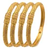 24K Bangles 4PcsSet Bracelet Ethiopian Gold Color For Women Bijoux Femme African Middle East Dubai Halloween Jewelry 240115