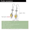 Dangle Earrings Bohemian Girls Original 925 Silver Creative Asymmetric Tassel Flower Jewelry Yellow Cubic Zircon Pendant 30mm Gift