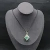 Pendant Necklaces 1PC Natural Fluorite Stone Faceted Rhombus Cube Crystals Gemstone Charms For Jewelry Making DIY Women Gift