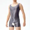 남성의 바디 셰이퍼 남성 반짝이는 타이츠 높은 탄성 란제리 세트 수영복 속옷 수트 점프 수트 폴리 에스테르 투명 소매 소매 소매