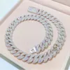 350G Bussdown 18Mm 3Rows Solid Sterling Sier VVS Moissanite Miami Cuban Link Chain