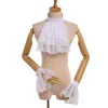 Vintage nobre princesa cosplay laço branco jabot pulseiras vitoriano destacável plissado colar punhos de pulso alta qualidade rápido shipme281f