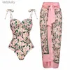 Swim Wear 2023 Manufacture Swimsuit for Women Ladies Pink Floral Print Swimwear and Cover Up One Piece High Cut Push Up Bathing SuitL240115