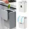 Waste Bins Hanging Trash Can with Lid Large Capacity Kitchen Recycling Garbage Basket Cabinet Door Bathroom Wall Mounted Bin Dustb2057