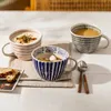 Tasse à café en céramique rayée irrégulière peinte à la main de Style japonais grande capacité 400 ml Drinkware tasse d'eau thé à l'avoine 240115